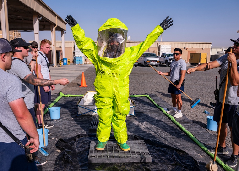 386th AEW Fire Dept. Conducts HazMat Training