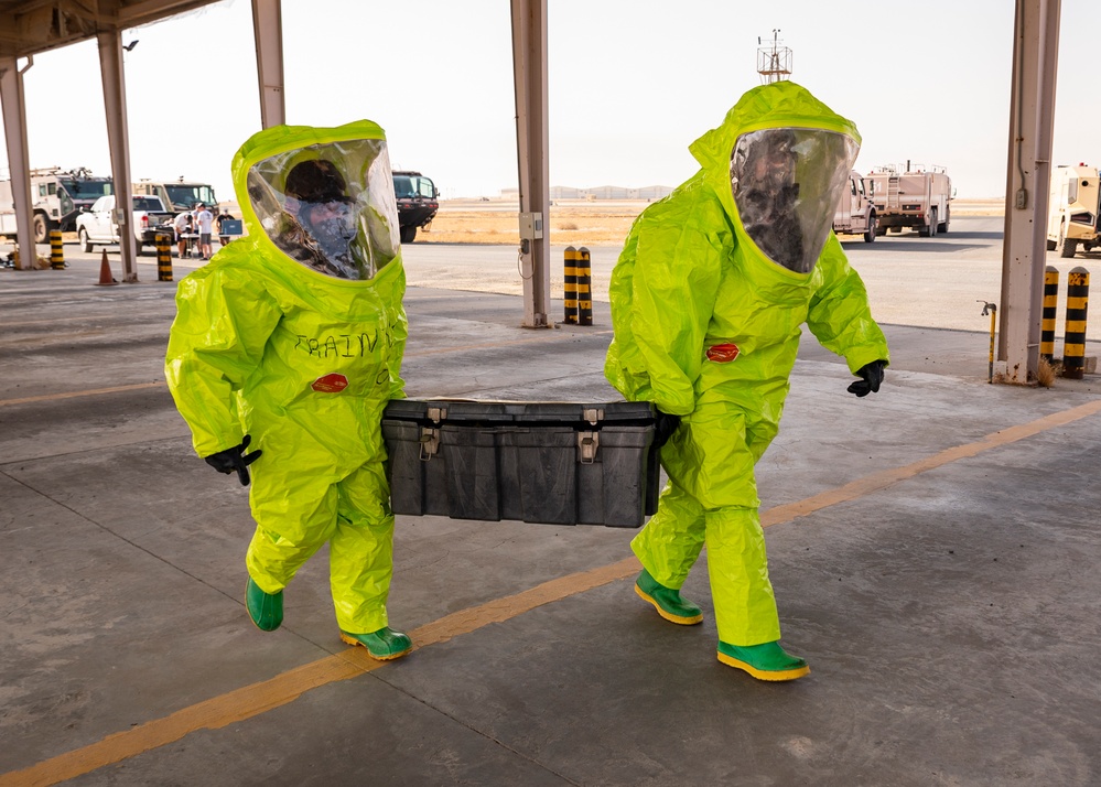 386th AEW Fire Dept. Conducts HazMat Training