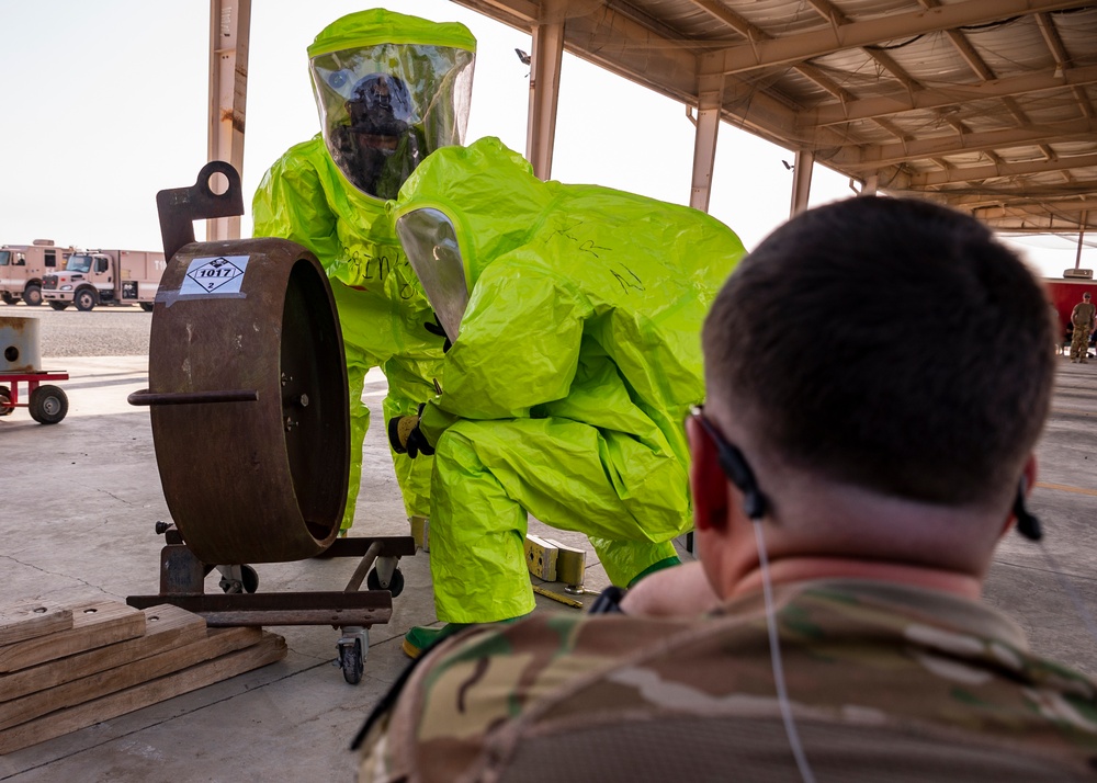 386th AEW Fire Dept. Conducts HazMat Training