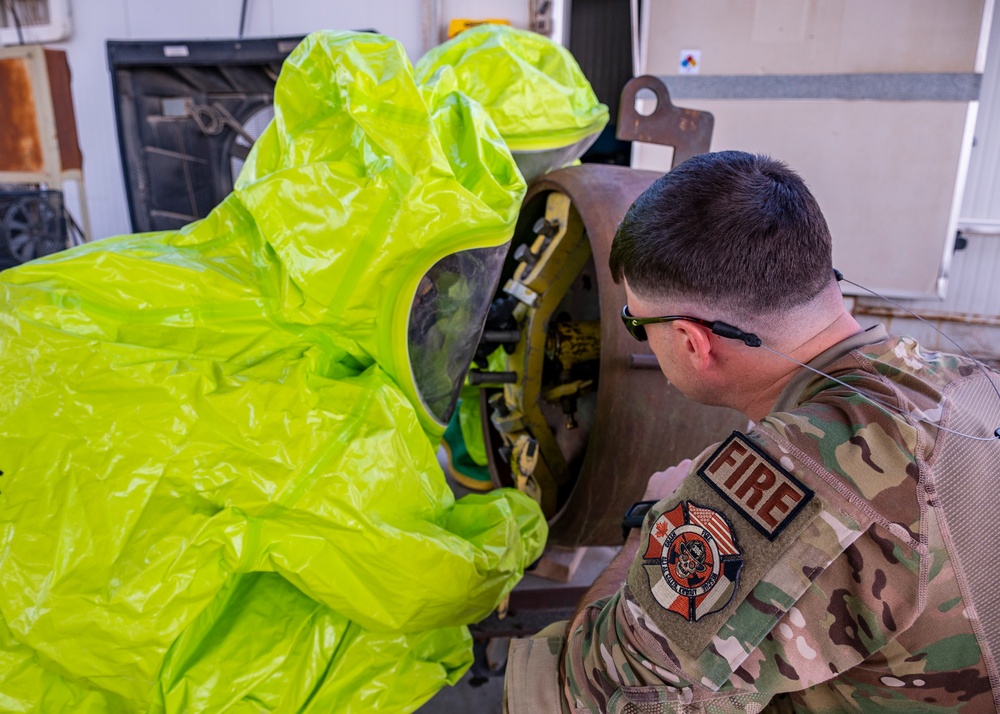 386th AEW Fire Dept. Conducts HazMat Training