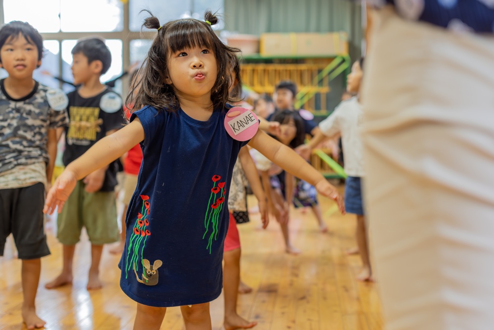 Head, shoulders, knees and toes: U.S. Marines from Marine Corps Air Station Iwakuni visit local preschools