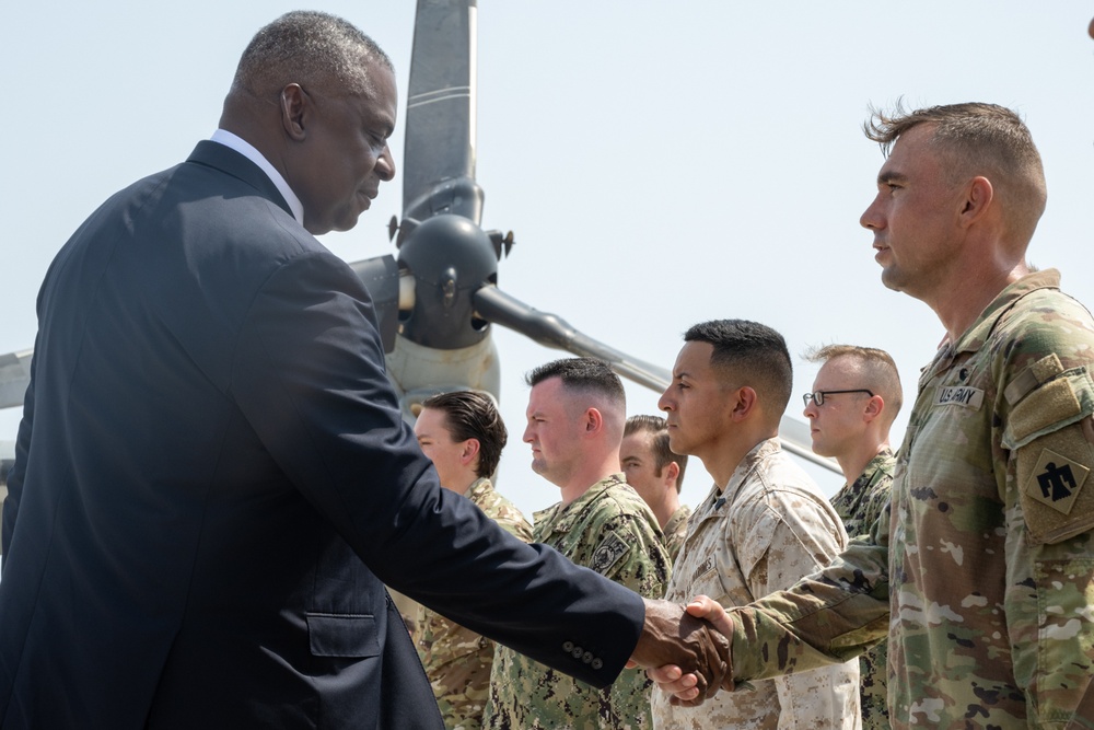 Secretary of Defense Meets Troops at Camp Lemonnier