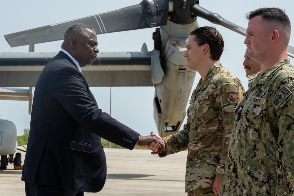 Secretary of Defense Meets Troops at Camp Lemonnier