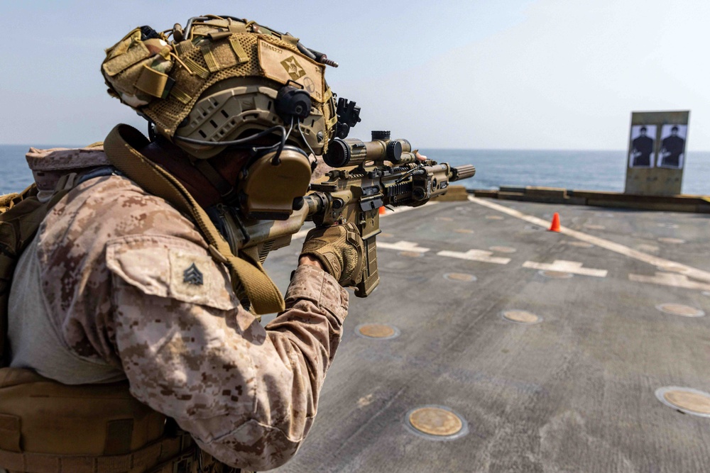 U.S. Marines with the 26th MEU(SOC) Execute Live-Fire Training Aboard USS Carter Hall