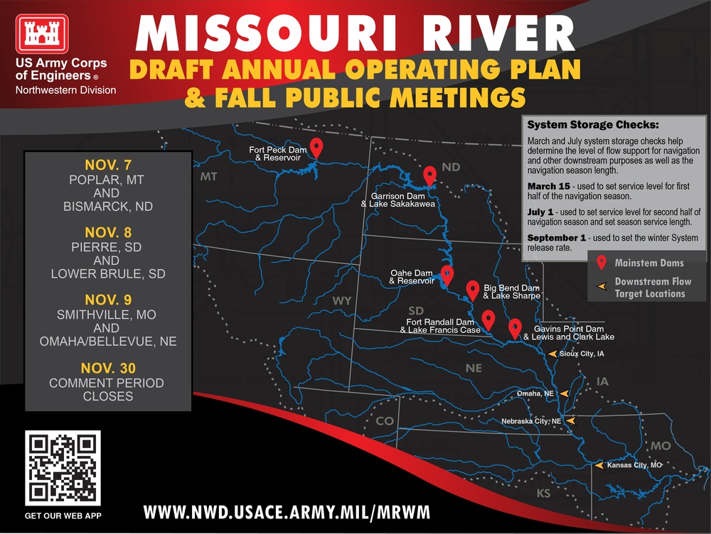 Now Available: Draft Missouri River Operating Plan; Possible Fort Peck test flow; Fall public meeting schedule
