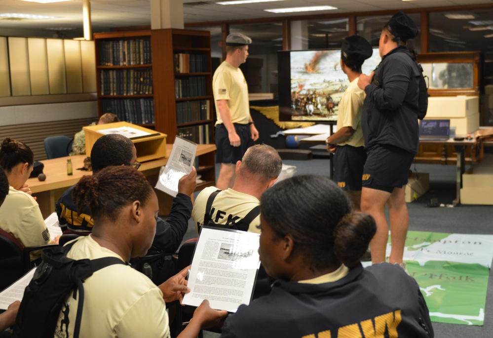 Chief Petty Officer selectees from PCU John F. Kennedy (CVN 79) participate in history program provided by the Hampton Roads Naval Museum