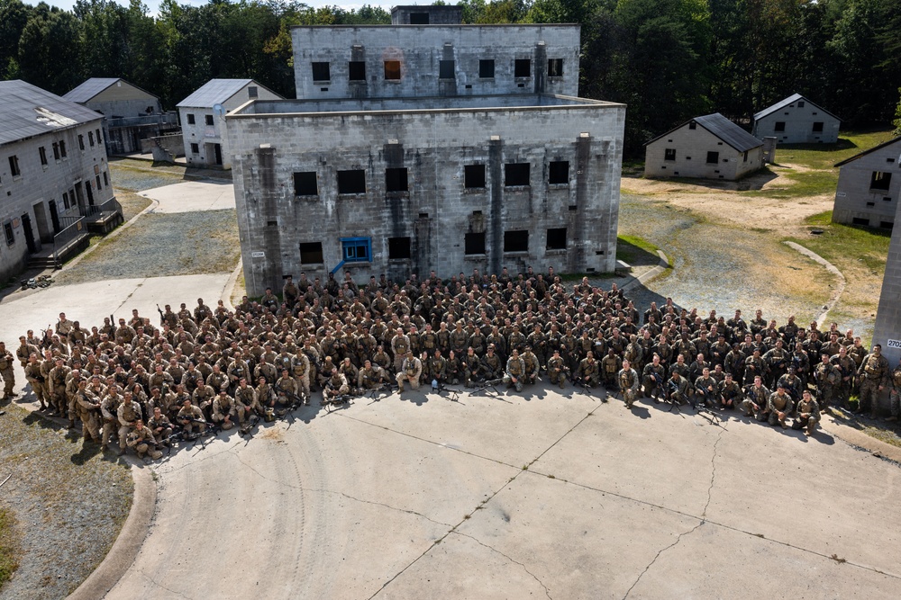 U.S. Marines with The Basic School take a group photo