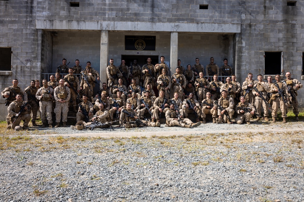 U.S. Marines with The Basic School take a group photo