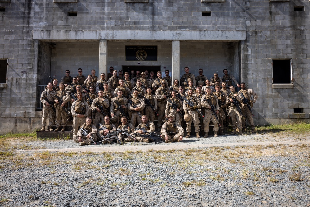 U.S. Marines with The Basic School take a group photo