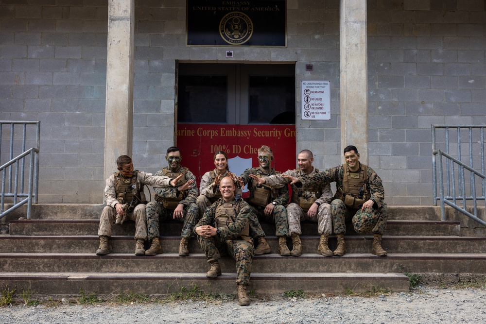 U.S. Marines with The Basic School take a group photo