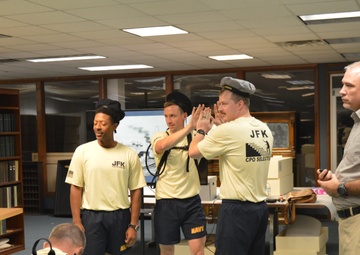 Chief Petty Officer selectees from PCU John F. Kennedy (CVN 79) participate in history program provided by the Hampton Roads Naval Museum