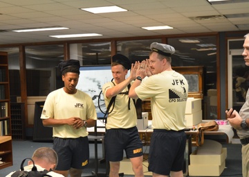Chief Petty Officer selectees from PCU John F. Kennedy (CVN 79) participate in history program provided by the Hampton Roads Naval Museum