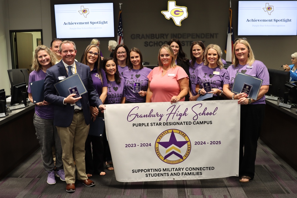 NAS JRB Fort Worth School Liaison Recognized for Assistance in Achieving Purple Star Designation for Granbury ISD Schools