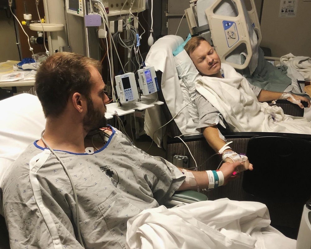 Lt. Nathan Henderson prays before kidney transplant surgery at Walter Reed