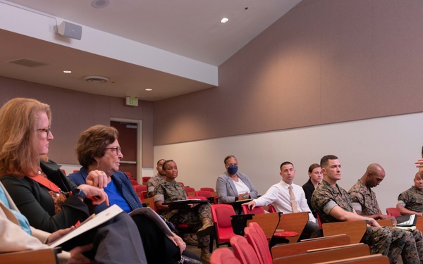 Marine Corps University Board of Visitor members visit the Camp Pendleton SNCO Academy