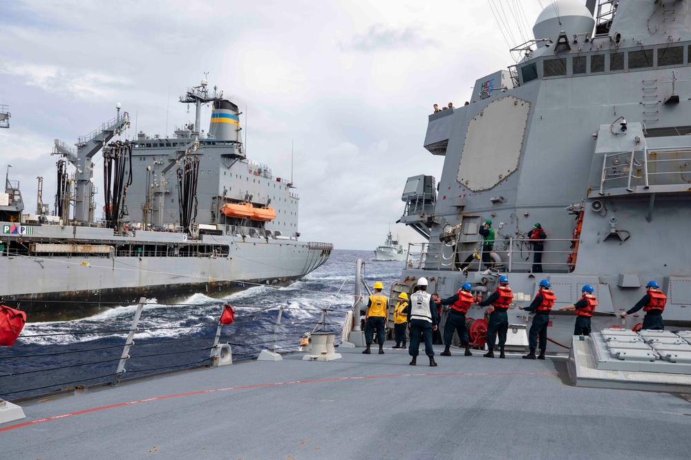 USS Ralph Johnson conducts RAS