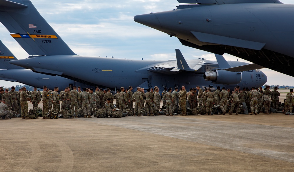 82nd Airborne Division Paratroopers conduct night jump during JRTC