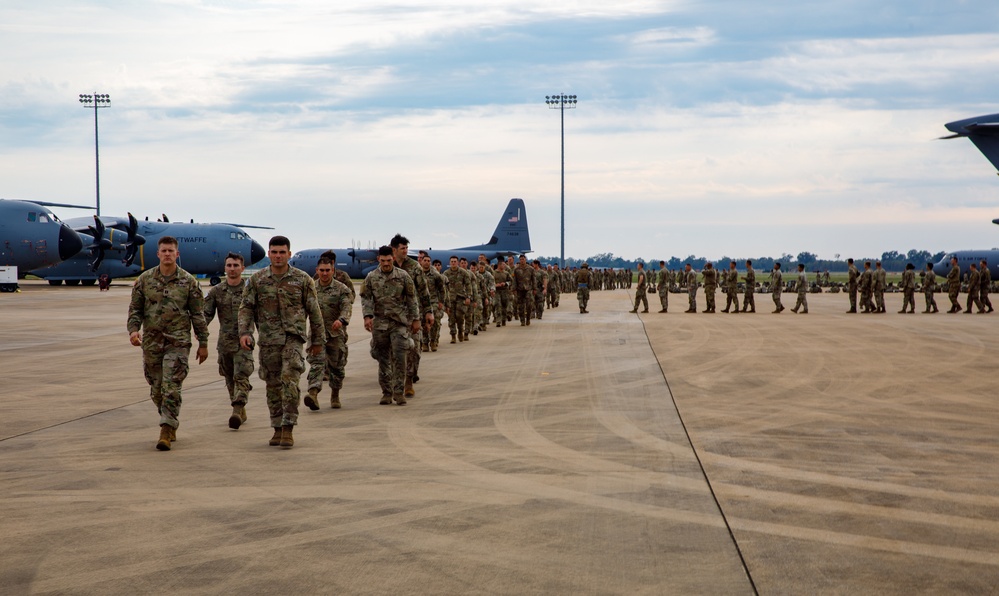 82nd Airborne Division Paratroopers conduct night jump during JRTC