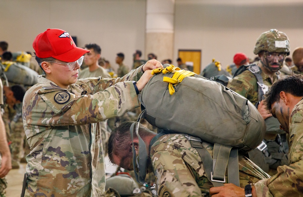 82nd Airborne Division Paratroopers conduct night jump during JRTC