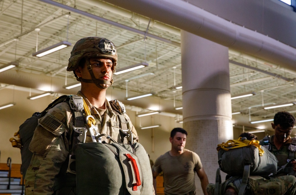 82nd Airborne Division Paratroopers conduct night jump during JRTC