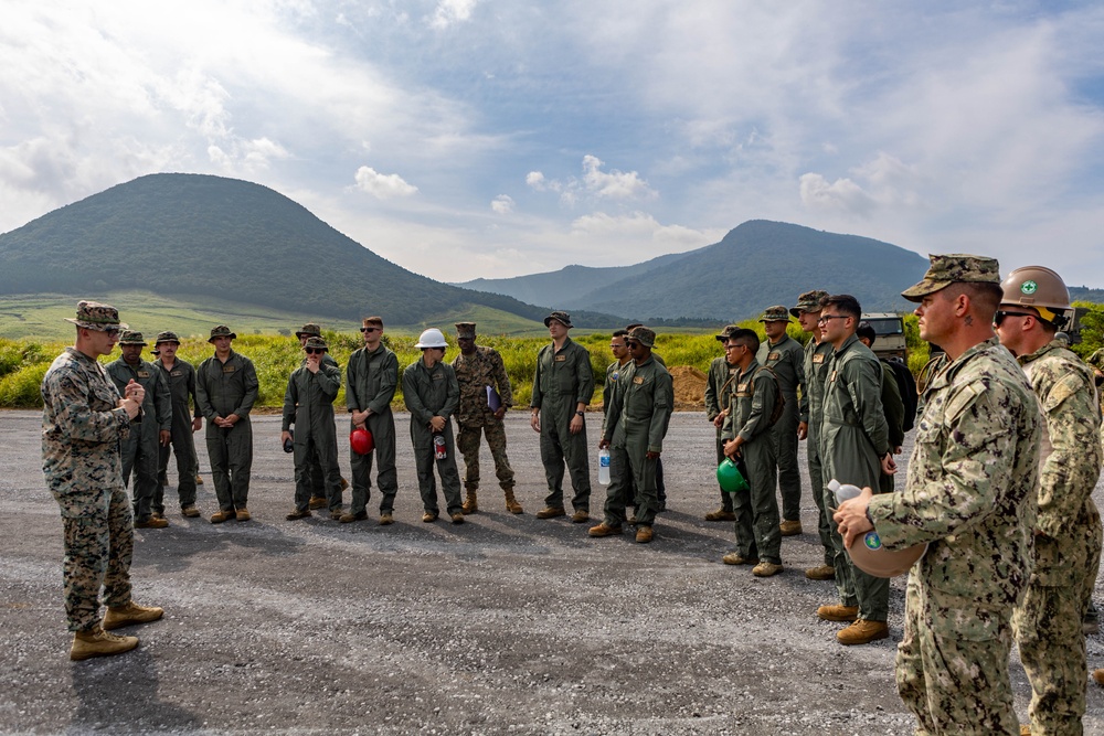 Planning for Success - Japan Ground Self-Defense Force, U.S. Marines, and Sailors prepare Kirishima Training Area for airfield damage repair training