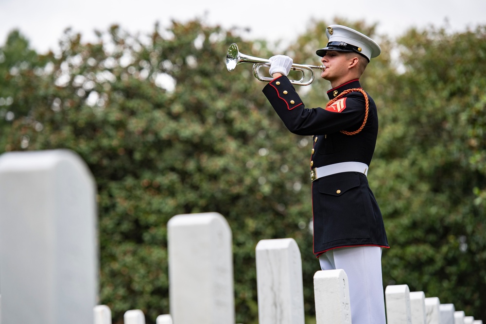 Military Funeral Honors are Conducted for U.S. Marine Corps Cpl. Spencer Collart in Section 52