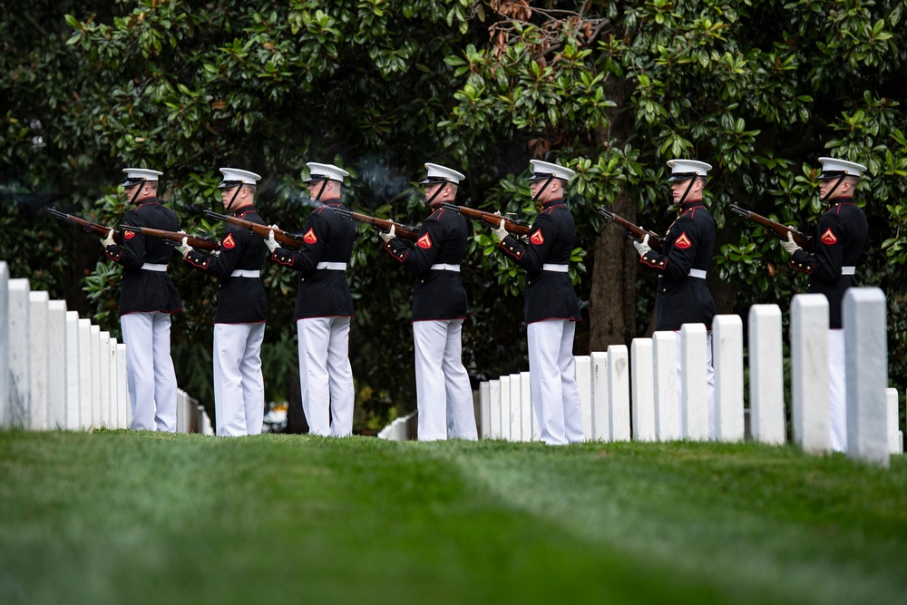 Military Funeral Honors are Conducted for U.S. Marine Corps Cpl. Spencer Collart in Section 52