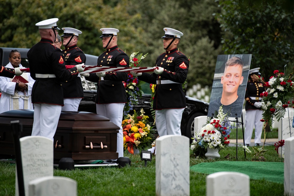 Military Funeral Honors are Conducted for U.S. Marine Corps Cpl. Spencer Collart in Section 52