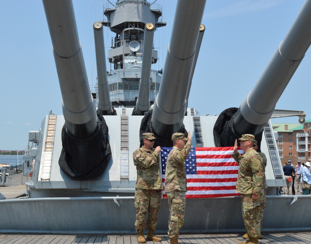 Naval Museum hosts a re-enlistment ceremony for U.S. Army Reserve soldier assigned to 380th Quartermaster Company