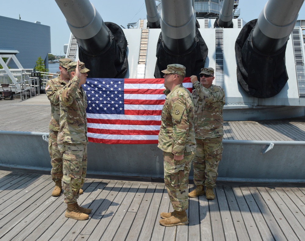 Naval Museum hosts a re-enlistment ceremony for U.S. Army Reserve soldier assigned to 380th Quartermaster Company