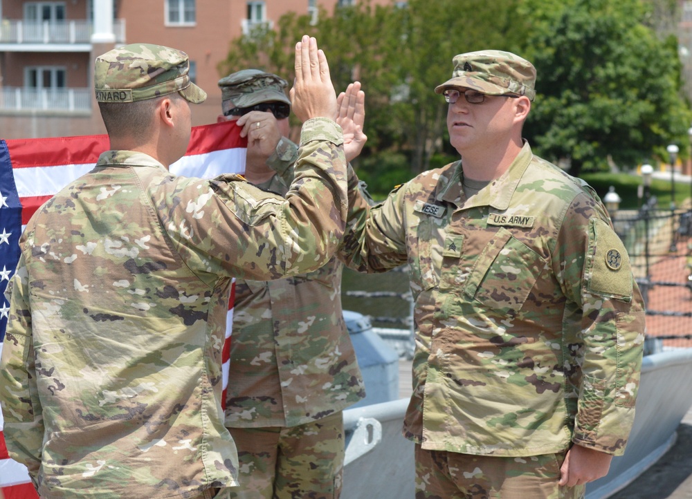 Naval Museum hosts a re-enlistment ceremony for U.S. Army Reserve soldier assigned to 380th Quartermaster Company