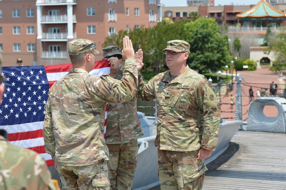 Naval Museum hosts a re-enlistment ceremony for U.S. Army Reserve soldier assigned to 380th Quartermaster Company