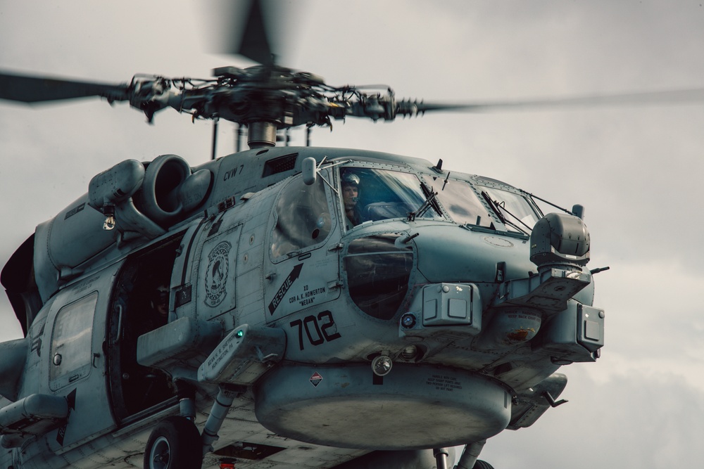 George Washington Commanding Officer Flies MH-60R Sea Hawk Helicopter