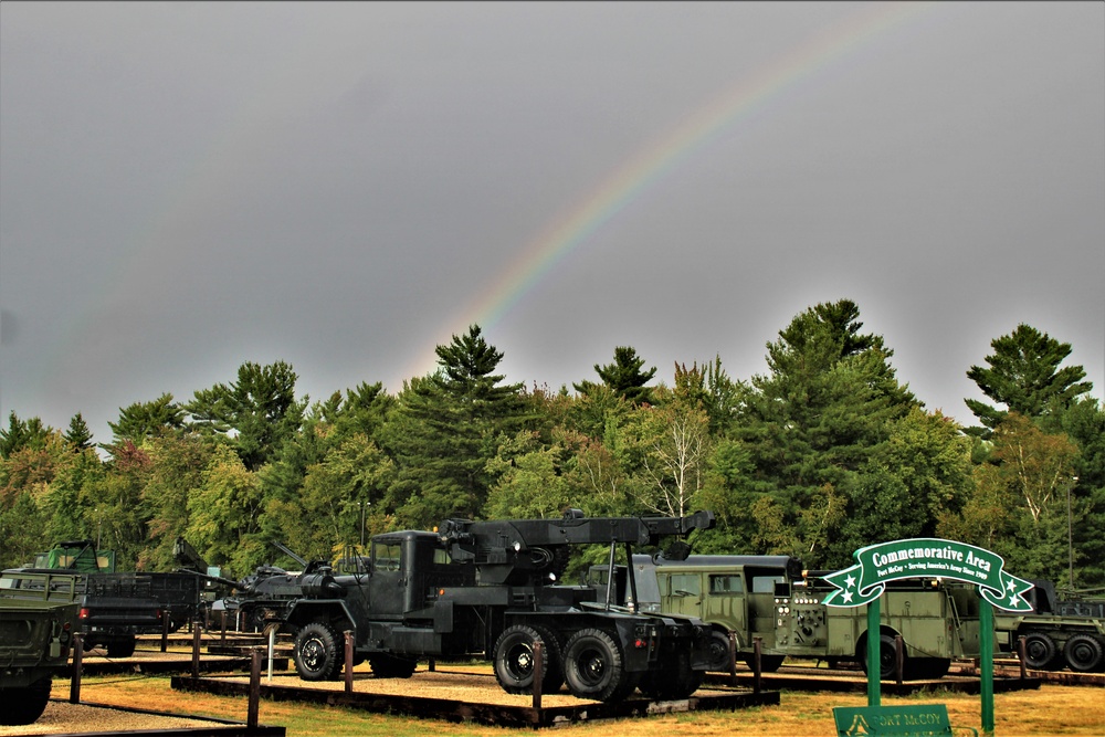 Rainbow over Fort McCoy's historic Commemorative Area