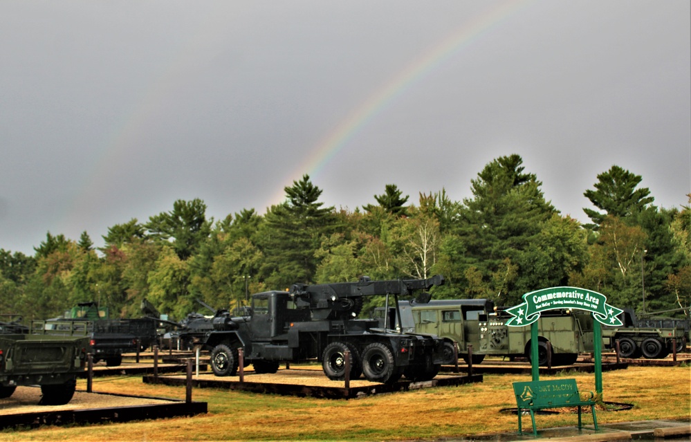 Rainbow over Fort McCoy's historic Commemorative Area