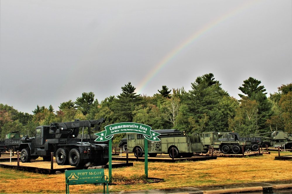 Rainbow over Fort McCoy's historic Commemorative Area