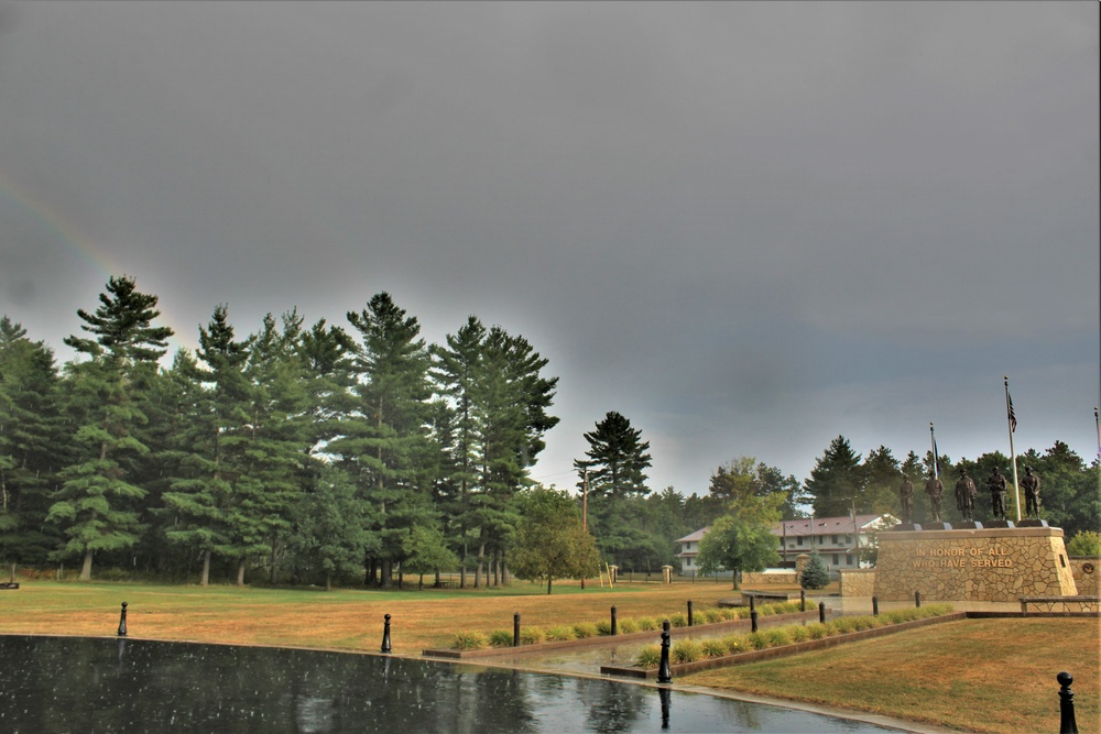 Rainbow over Fort McCoy's historic Commemorative Area