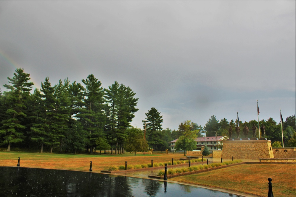 Rainbow over Fort McCoy's historic Commemorative Area