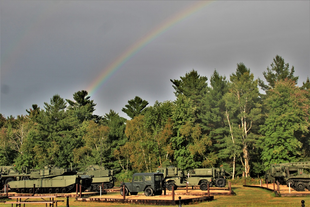 Rainbow over Fort McCoy's historic Commemorative Area