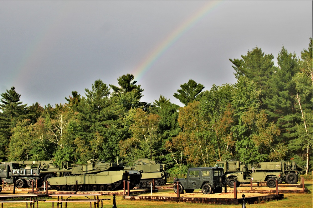 Rainbow over Fort McCoy's historic Commemorative Area