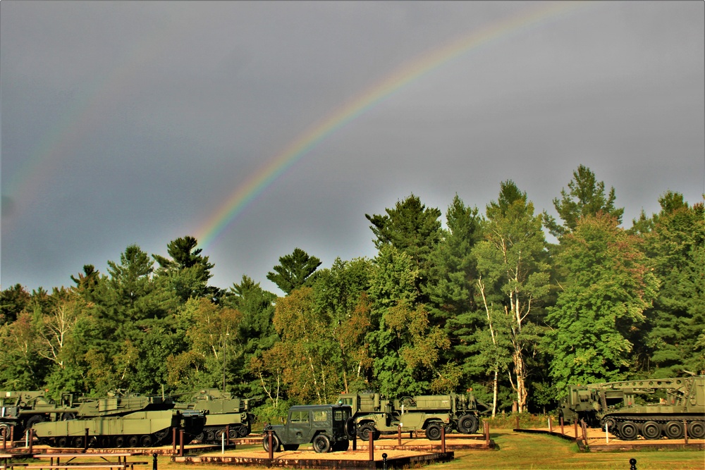 Rainbow over Fort McCoy's historic Commemorative Area