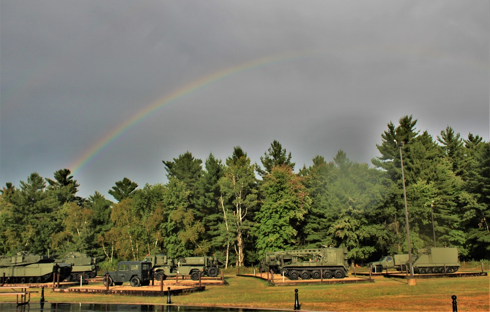 Rainbow over Fort McCoy's historic Commemorative Area