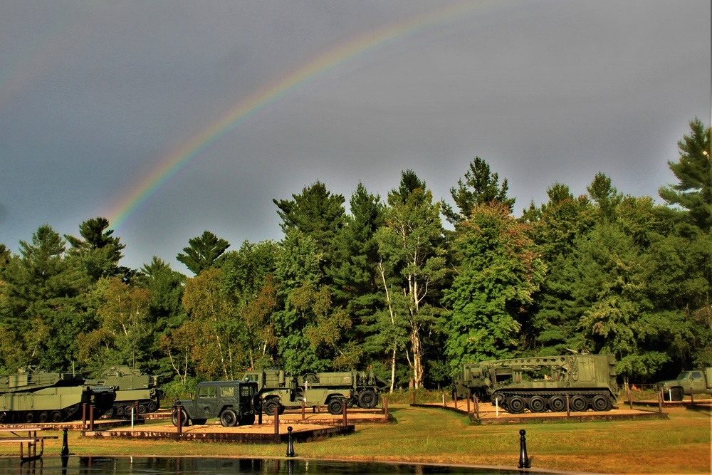 Rainbow over Fort McCoy's historic Commemorative Area