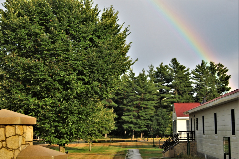 Rainbow over Fort McCoy's historic Commemorative Area