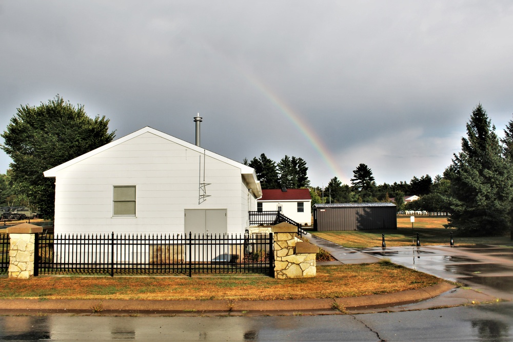 Rainbow over Fort McCoy's historic Commemorative Area