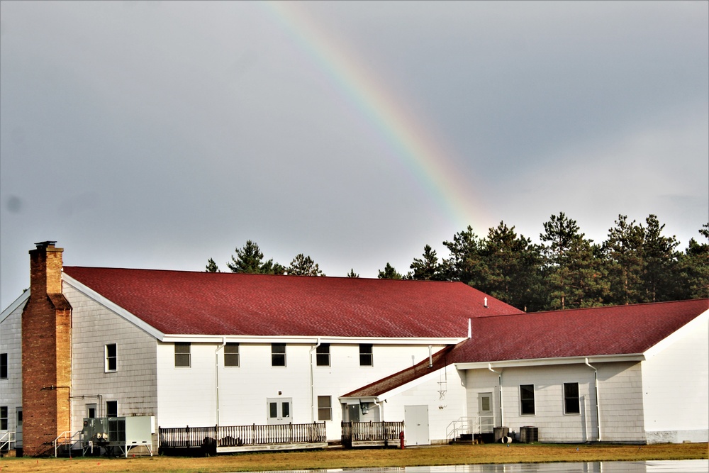 Rainbow over Fort McCoy's historic Commemorative Area