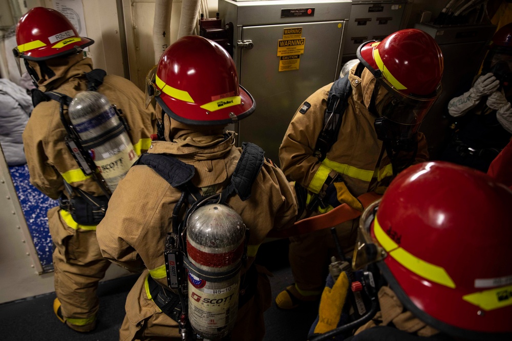 USS Ralph Johnson conducts IET drills.