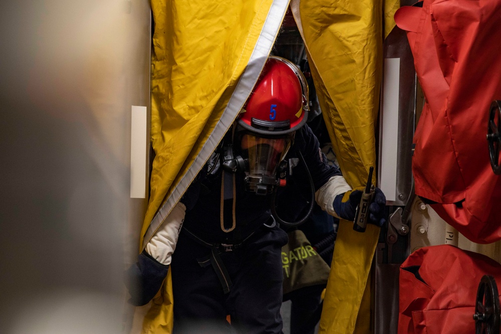 USS Ralph Johnson conducts IET drills.