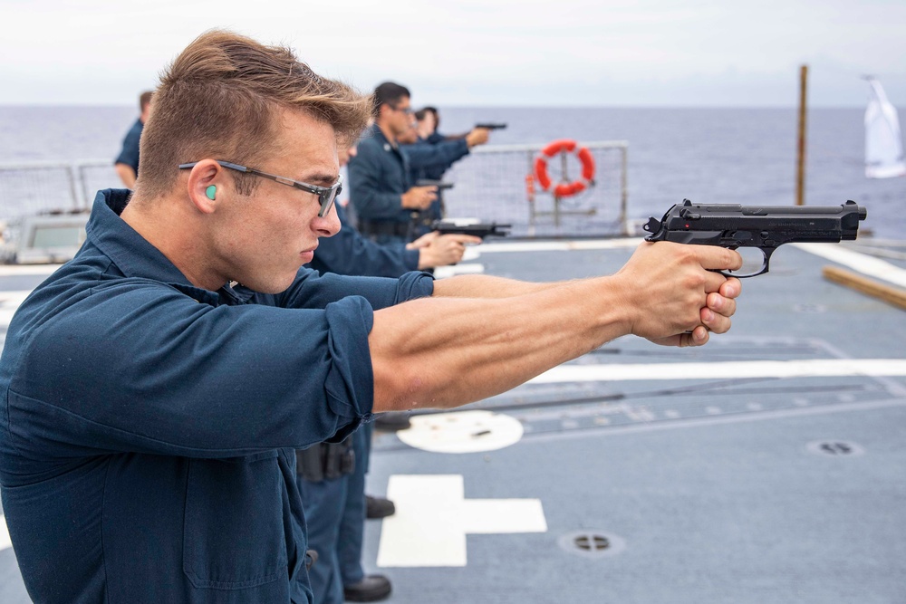 USS Ralph Johnson conducts gun shoot