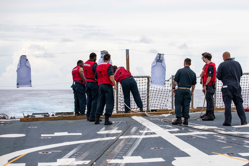 USS Ralph Johnson conducts gun shoot